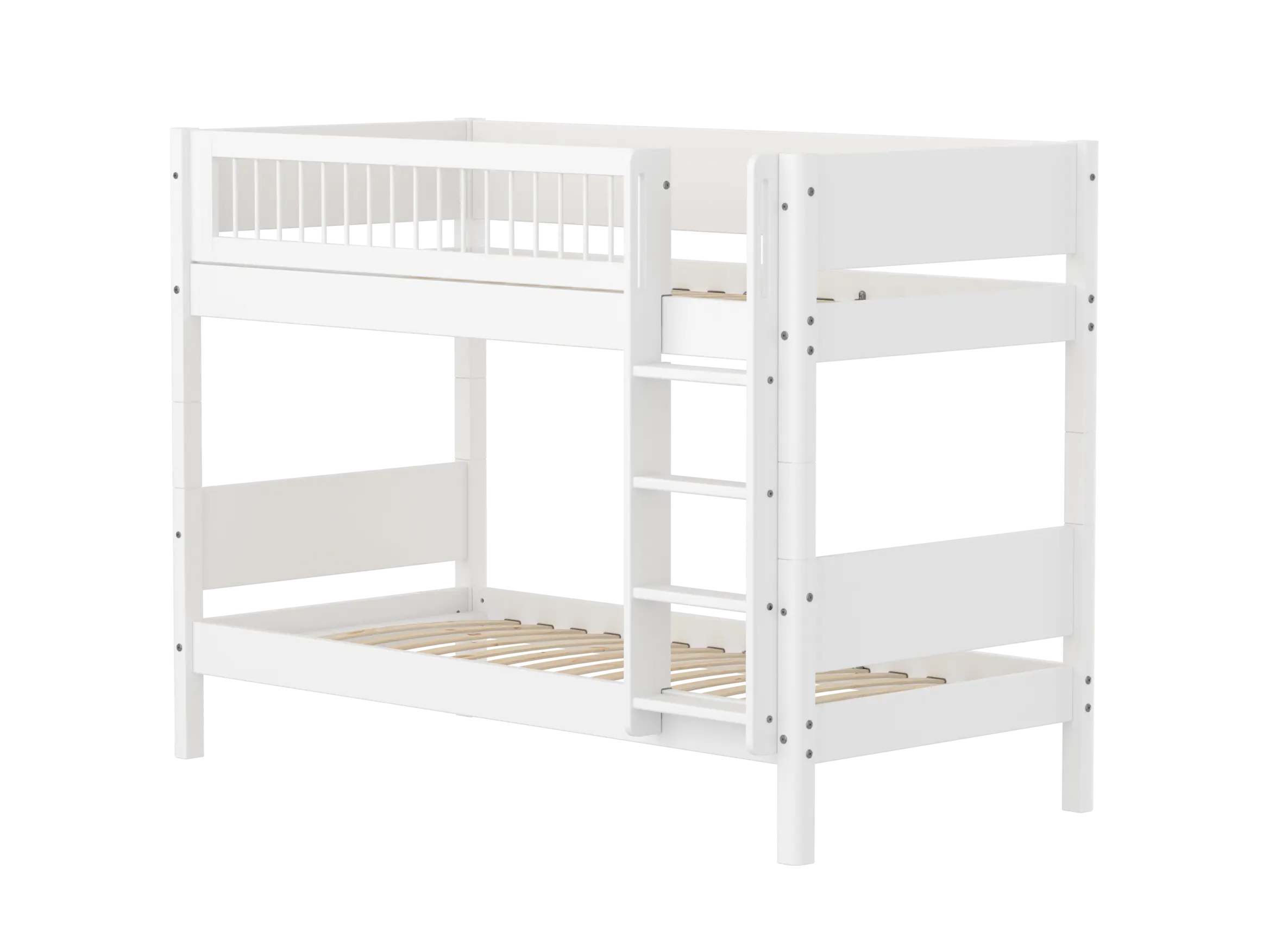 Lit superposé 154 cm avec échelle et barrière de sécurité, 90x200 cm, Blanc