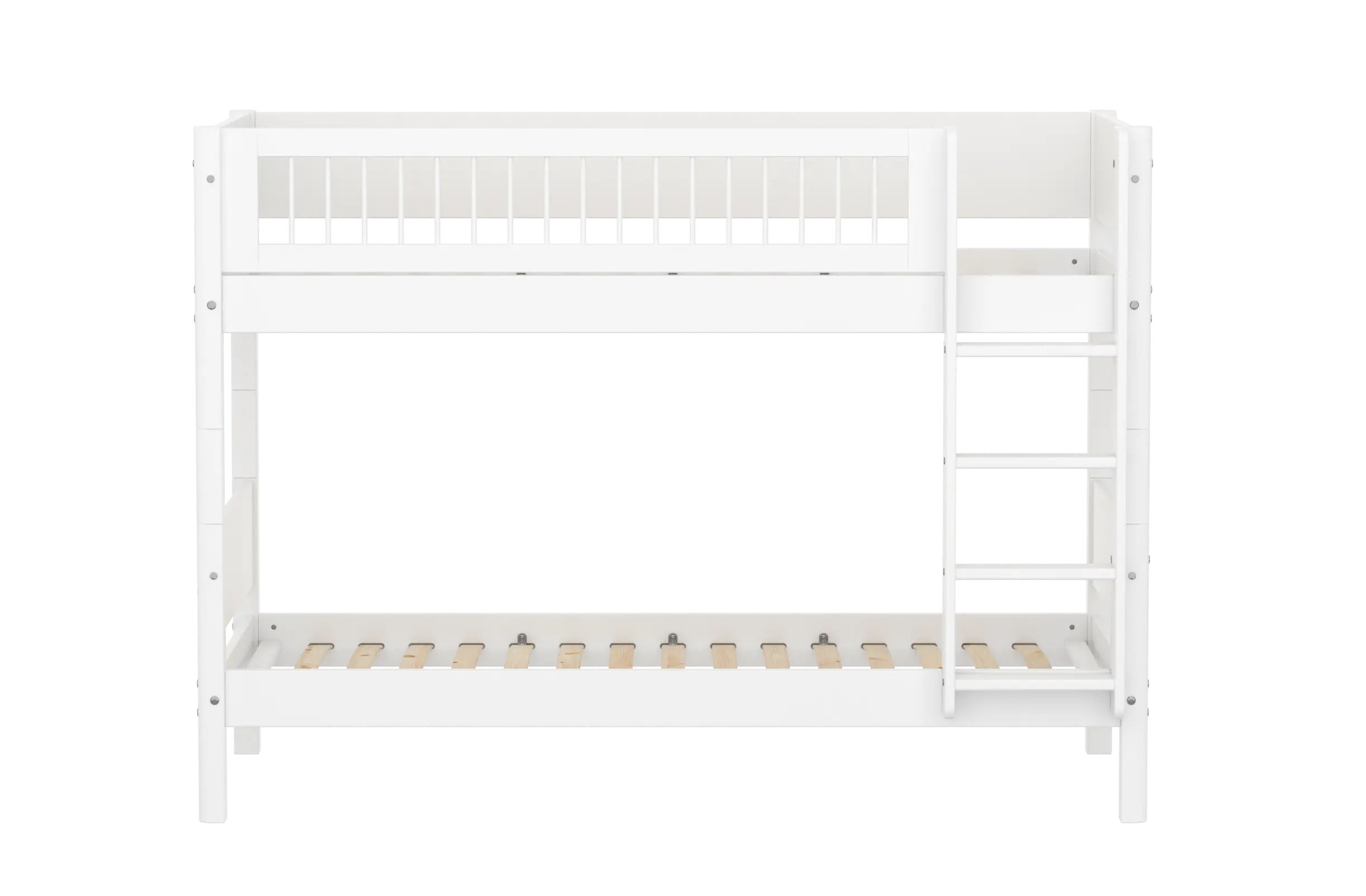 Lit superposé 154 cm avec échelle et barrière de sécurité, 90x200 cm, Blanc