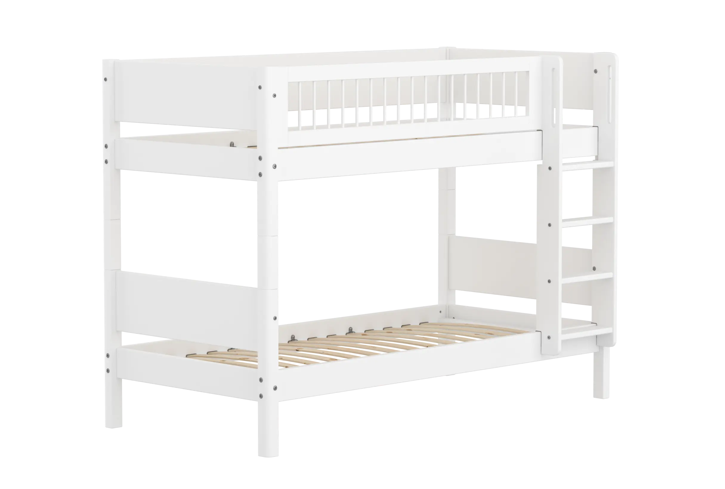 Lit superposé 154 cm avec échelle et barrière de sécurité, 90x200 cm, Blanc