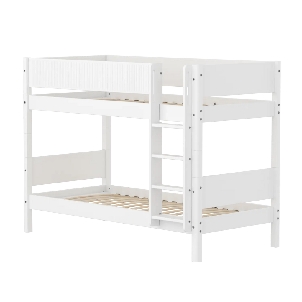 Lit superposé 154 cm avec échelle et barrière de sécurité, 90x200 cm, Blanc