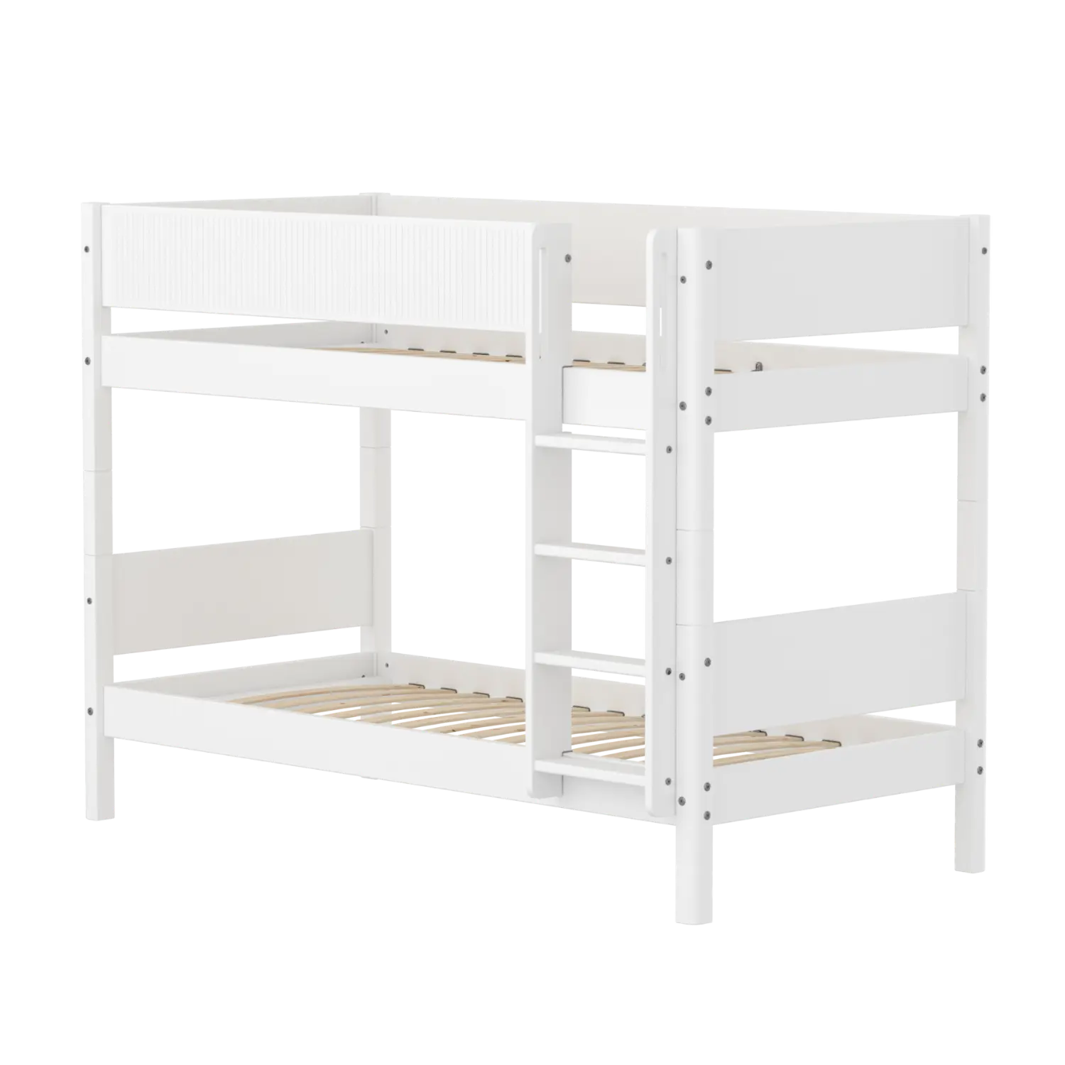 Lit superposé 154 cm avec échelle et barrière de sécurité, 90x200 cm, Blanc