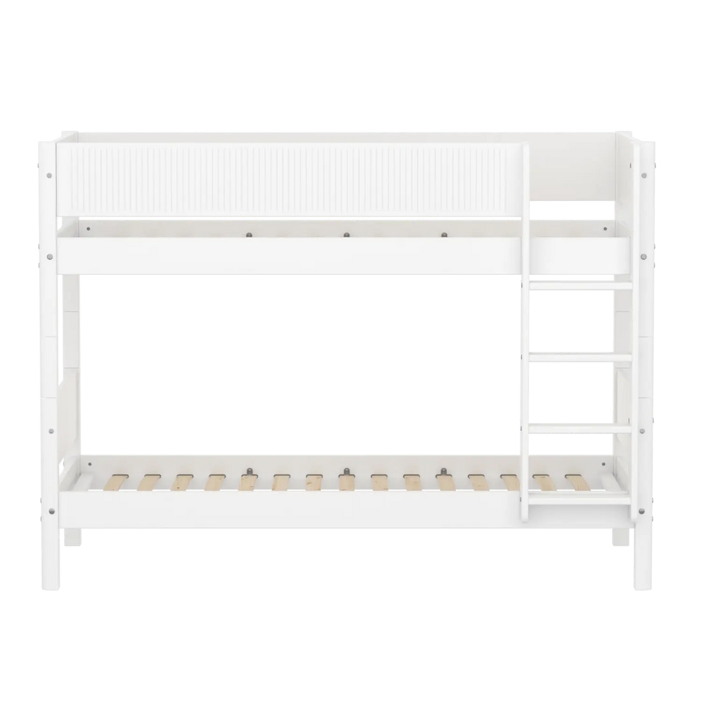 Lit superposé 154 cm avec échelle et barrière de sécurité, 90x200 cm, Blanc