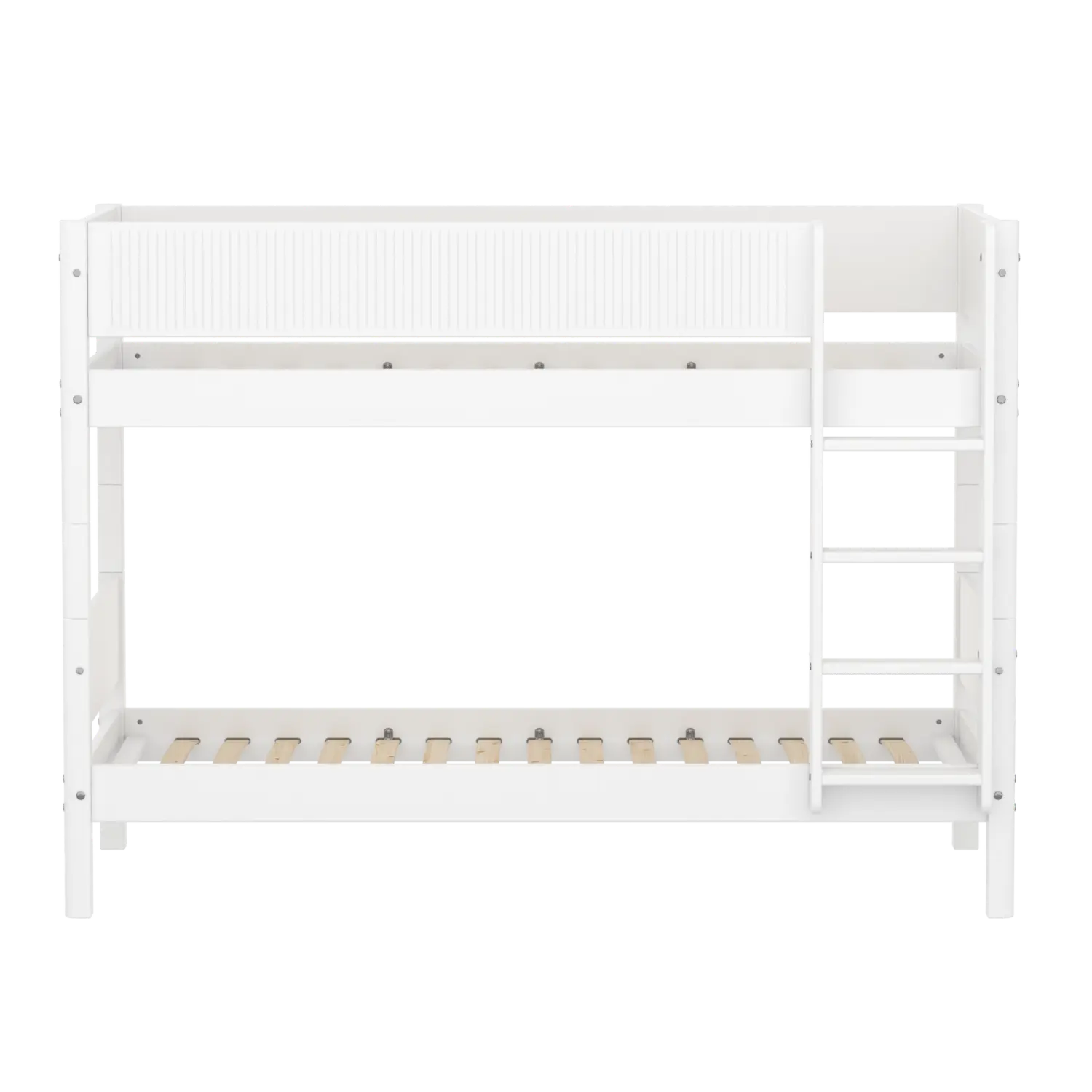 Lit superposé 154 cm avec échelle et barrière de sécurité, 90x200 cm, Blanc