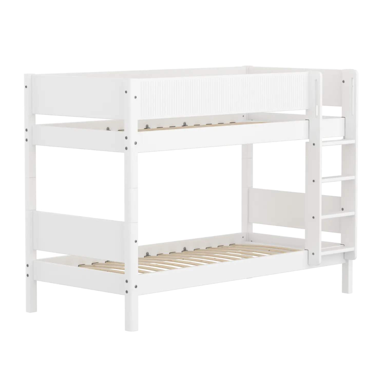 Lit superposé 154 cm avec échelle et barrière de sécurité, 90x200 cm, Blanc