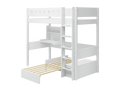 Lit superposé 184 cm avec bureau, canapé, échelle et barrière de sécurité, 90x200 cm, Blanc