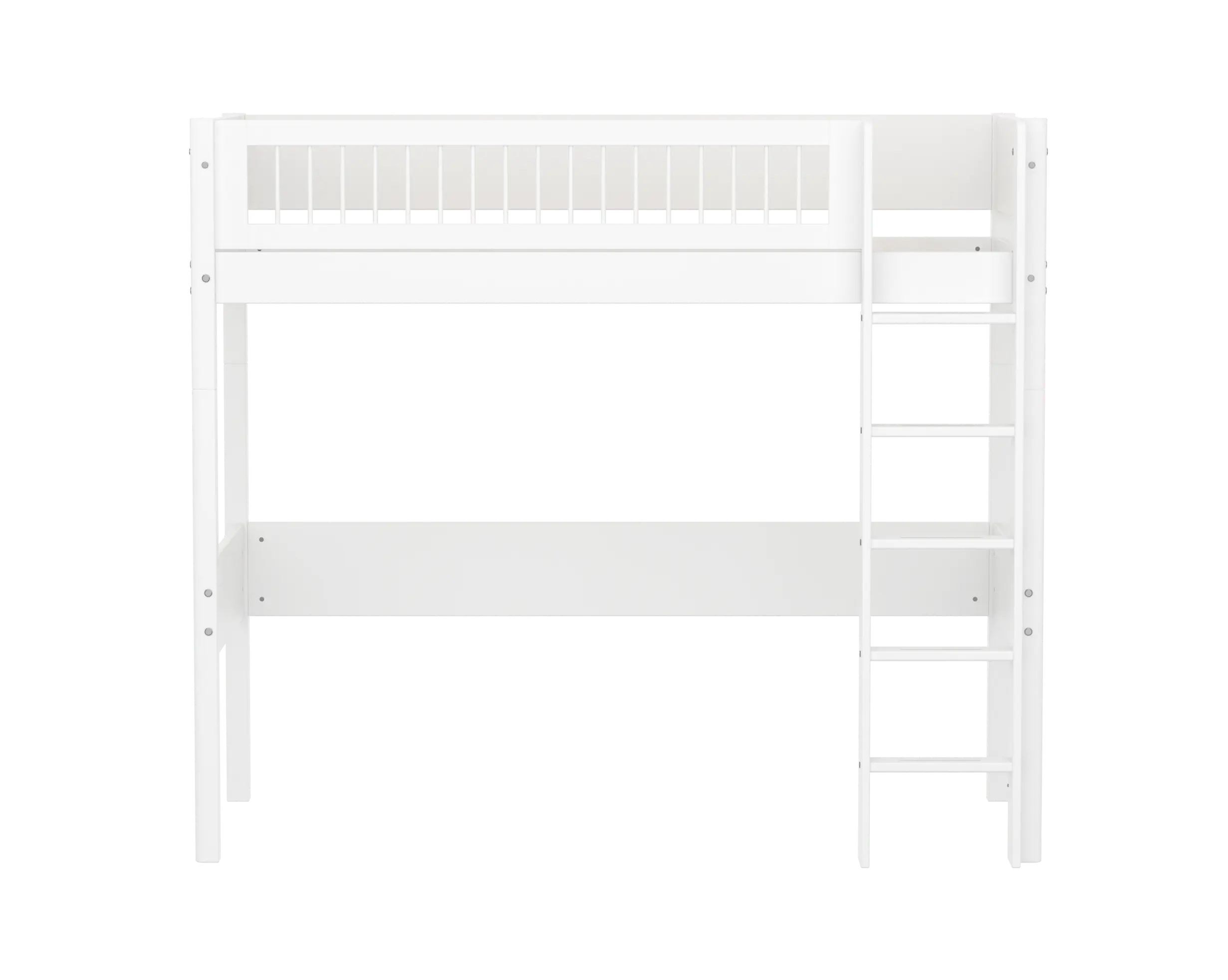 Lit surélevé 184 cm avec échelle et barrière de sécurité, 90x200 cm, Blanc