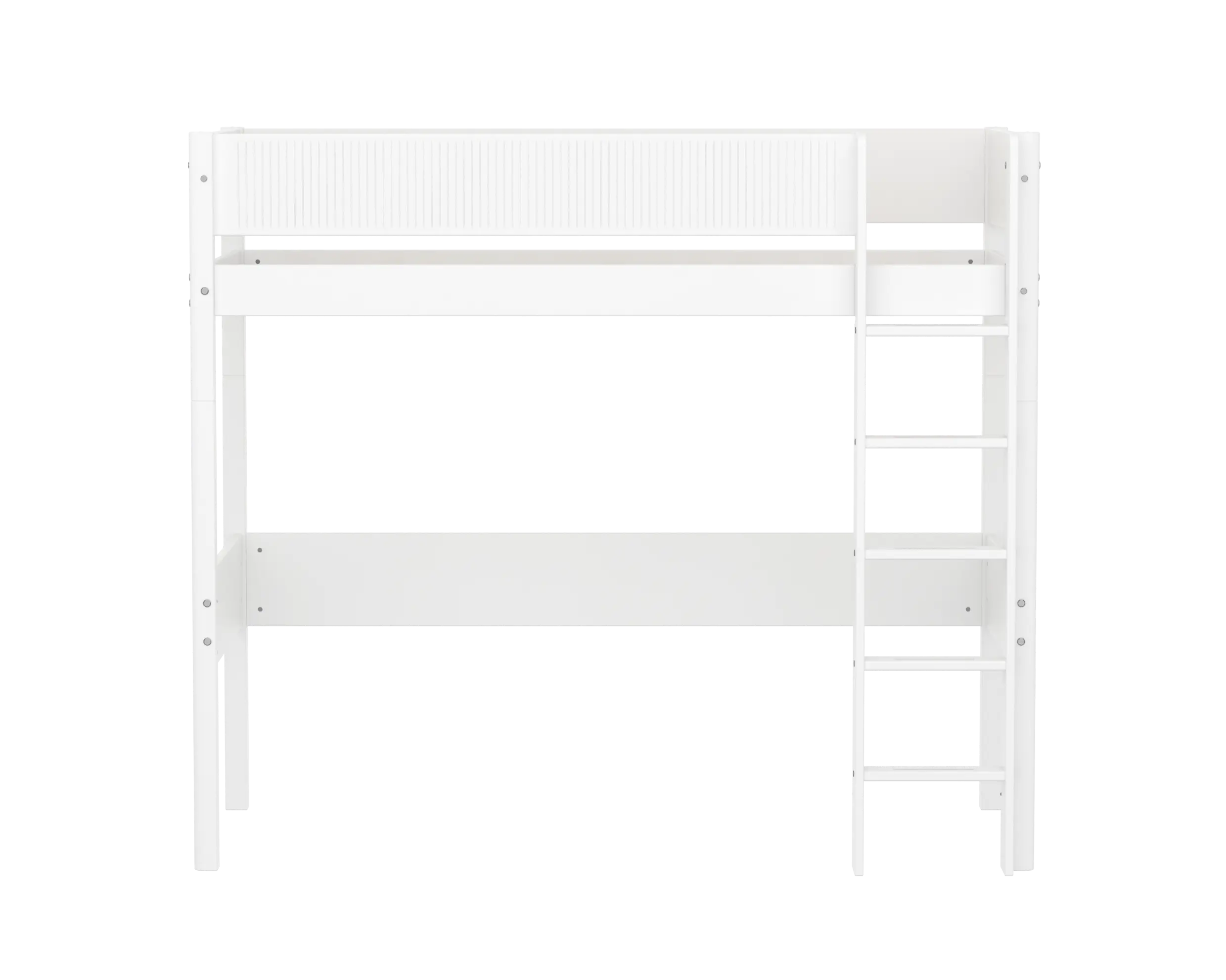 Lit surélevé 184 cm avec échelle et barrière de sécurité, 90x200 cm, Blanc