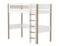 Lit surélevé 184 cm avec échelle et barrière de sécurité, 90x200 cm, Blanc/Chêne