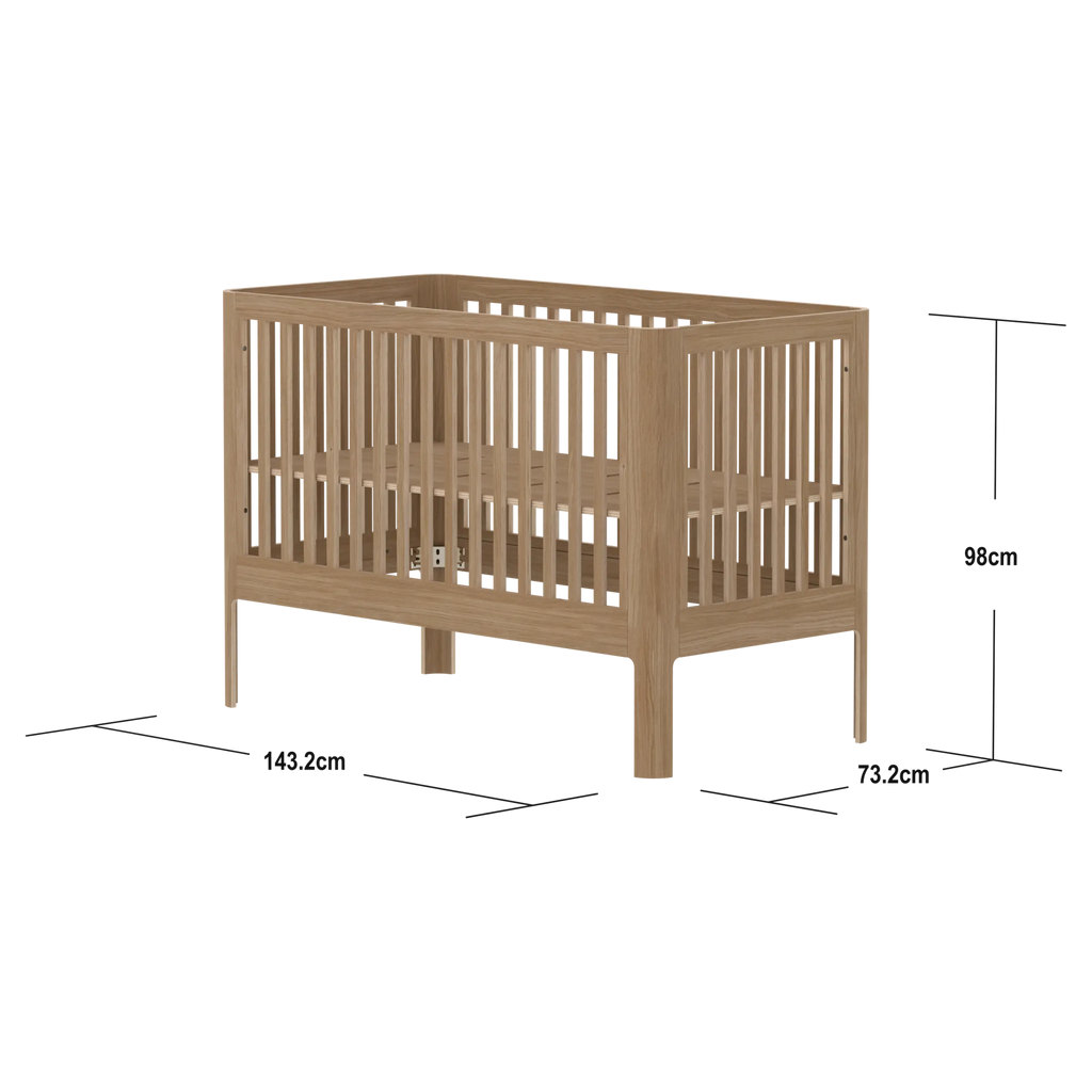 Lit bébé, 140x70 cm, chêne