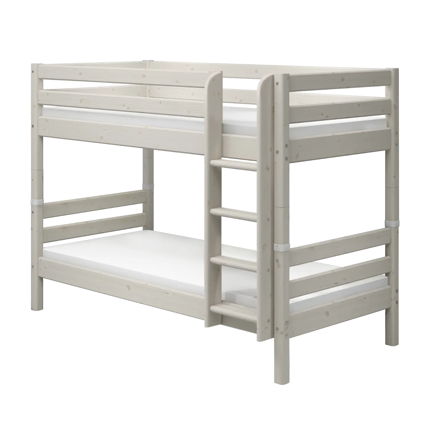 Lit Superposé 154 cm avec Échelle et Barrière de Sécurité, 90x200 cm, Blanc