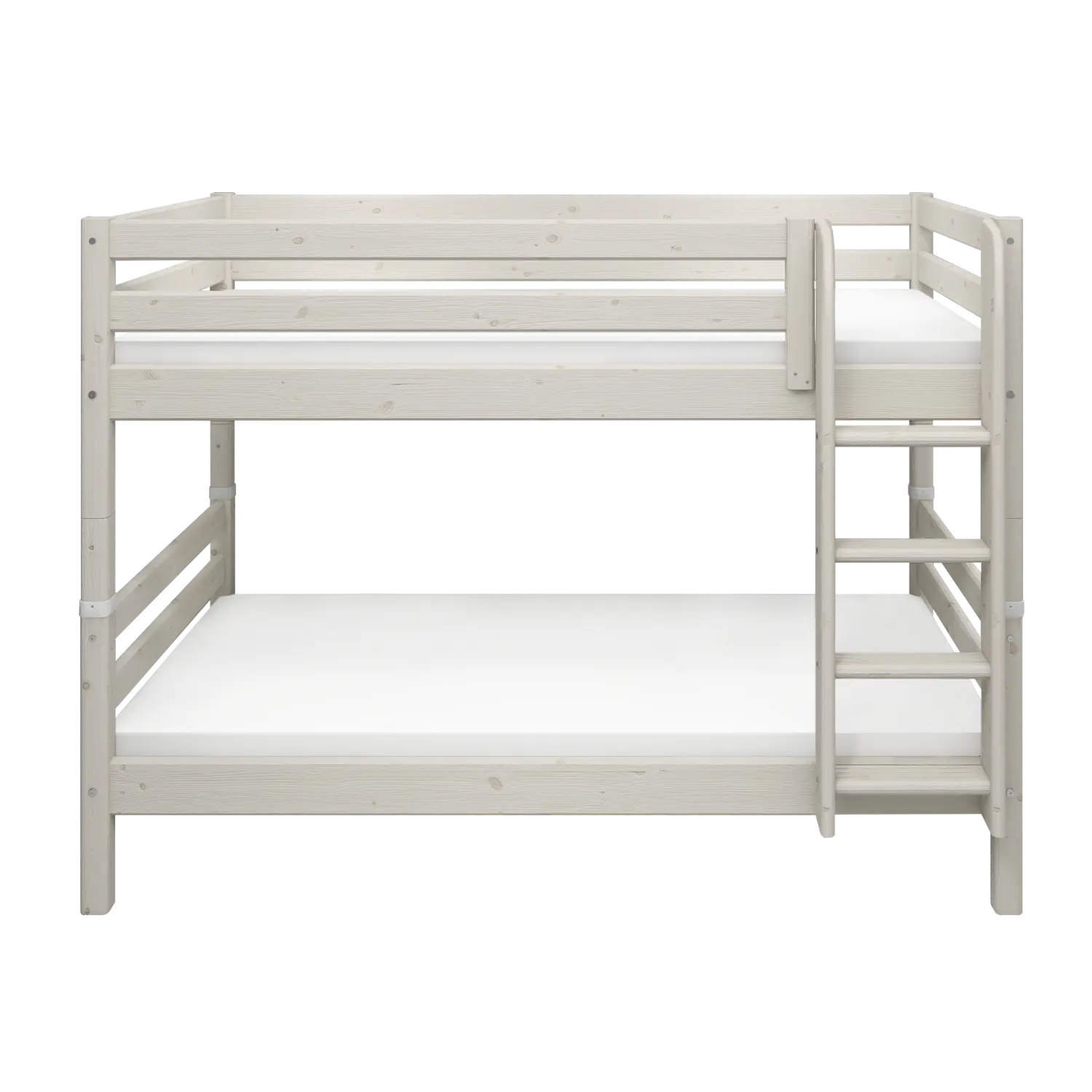 Lit Superposé 154 cm avec Échelle et Barrière de Sécurité, 90x200 cm, Blanc