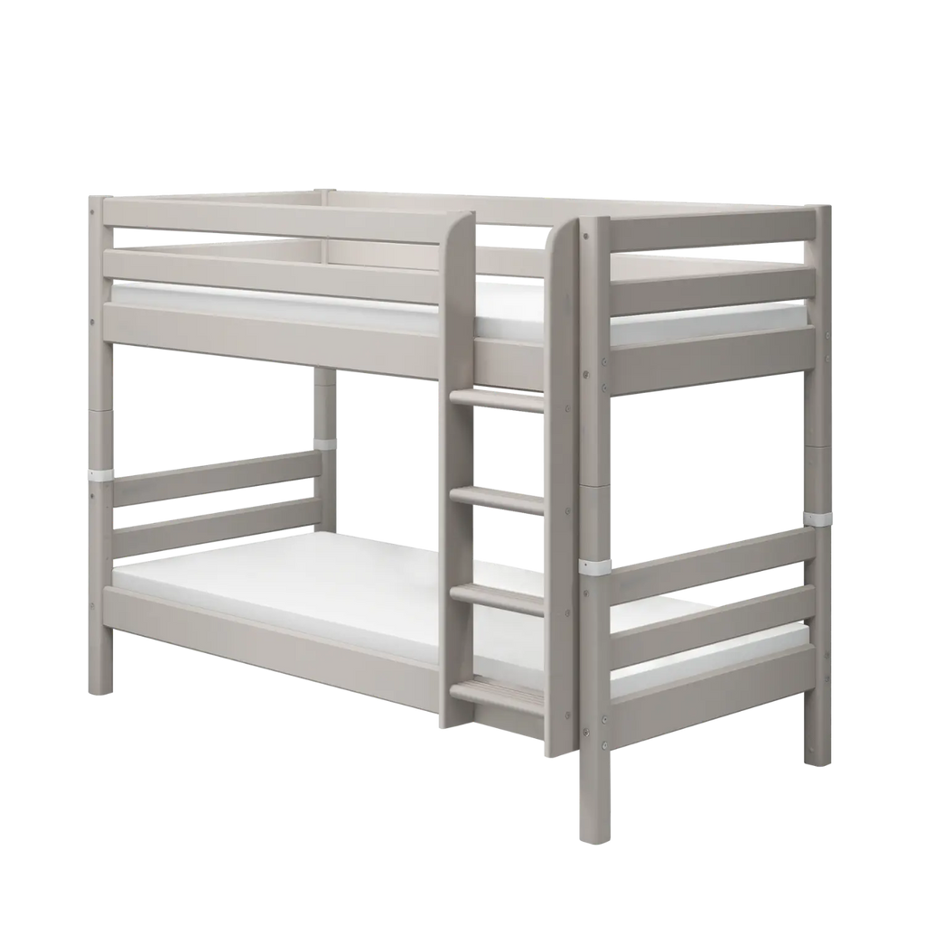 Lit superposé 154 cm avec échelle et barrière de sécurité, 90x200 cm, Gris