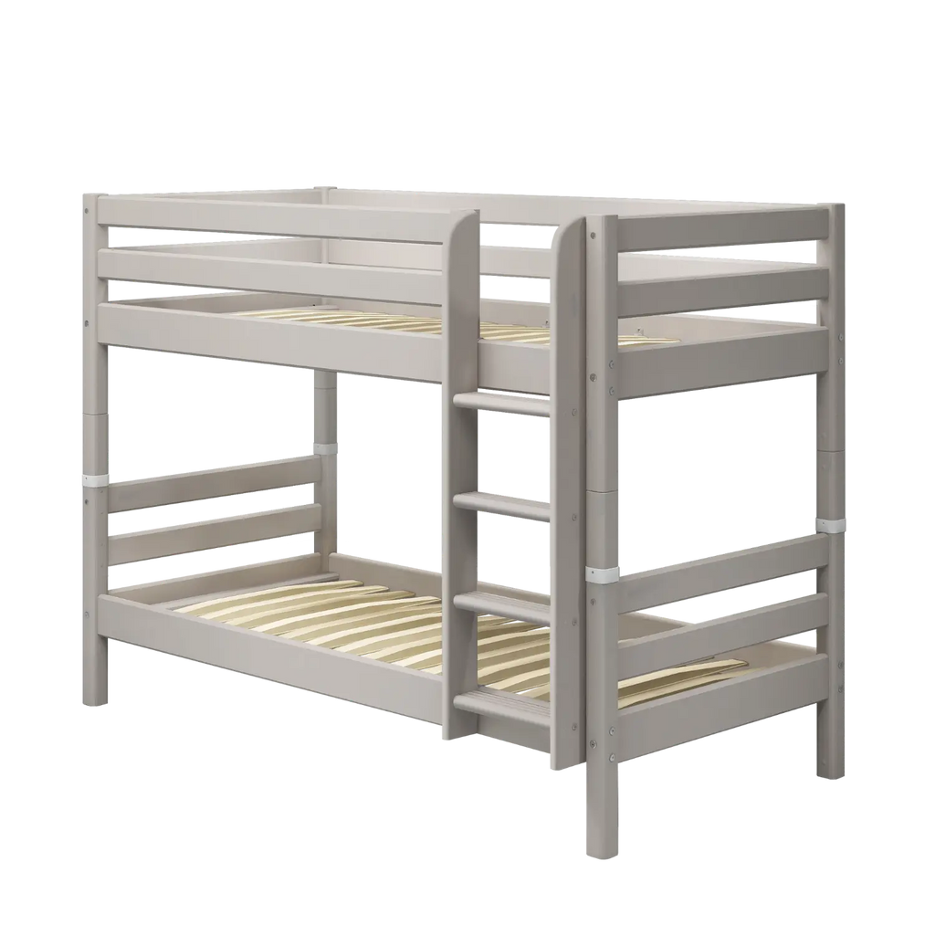 Lit superposé 154 cm avec échelle et barrière de sécurité, 90x200 cm, Gris