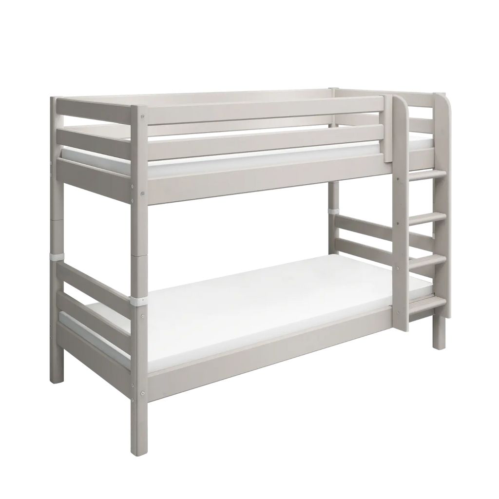 Lit superposé 154 cm avec échelle et barrière de sécurité, 90x200 cm, Gris