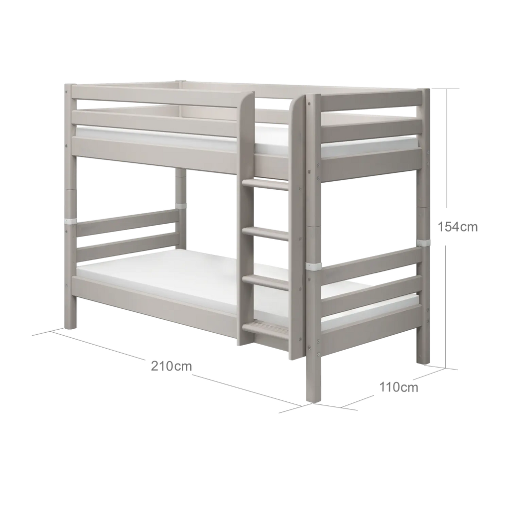 Lit superposé 154 cm avec échelle et barrière de sécurité, 90x200 cm, Gris
