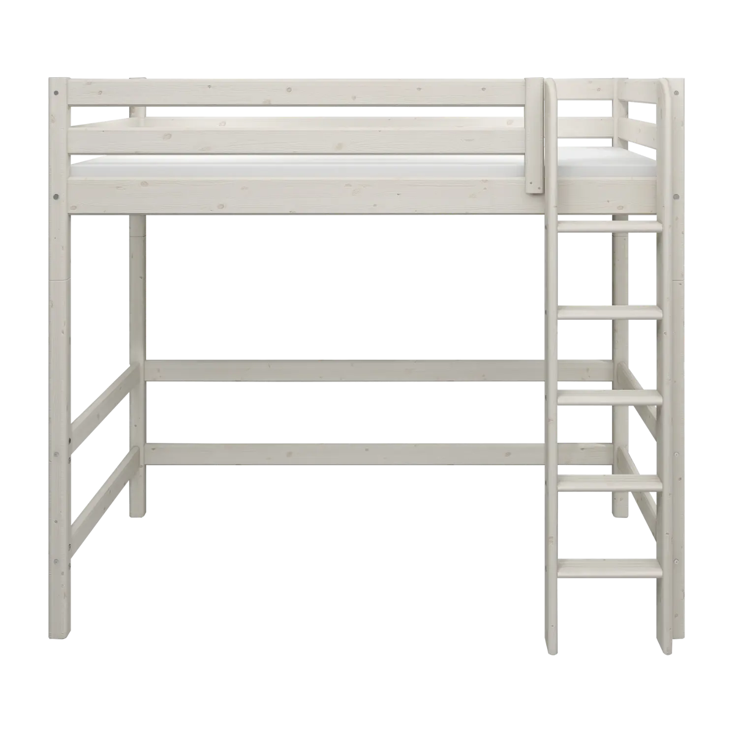 Lit surélevé 184 cm avec échelle et barrière de sécurité, 90x200 cm, Blanc