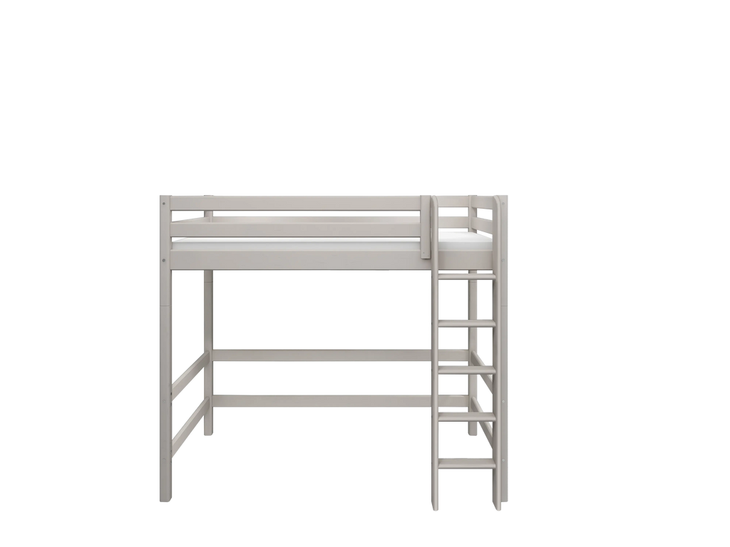 Lit mezzanine 184 cm avec barrière de sécurité et échelle, 90x200 cm, gris