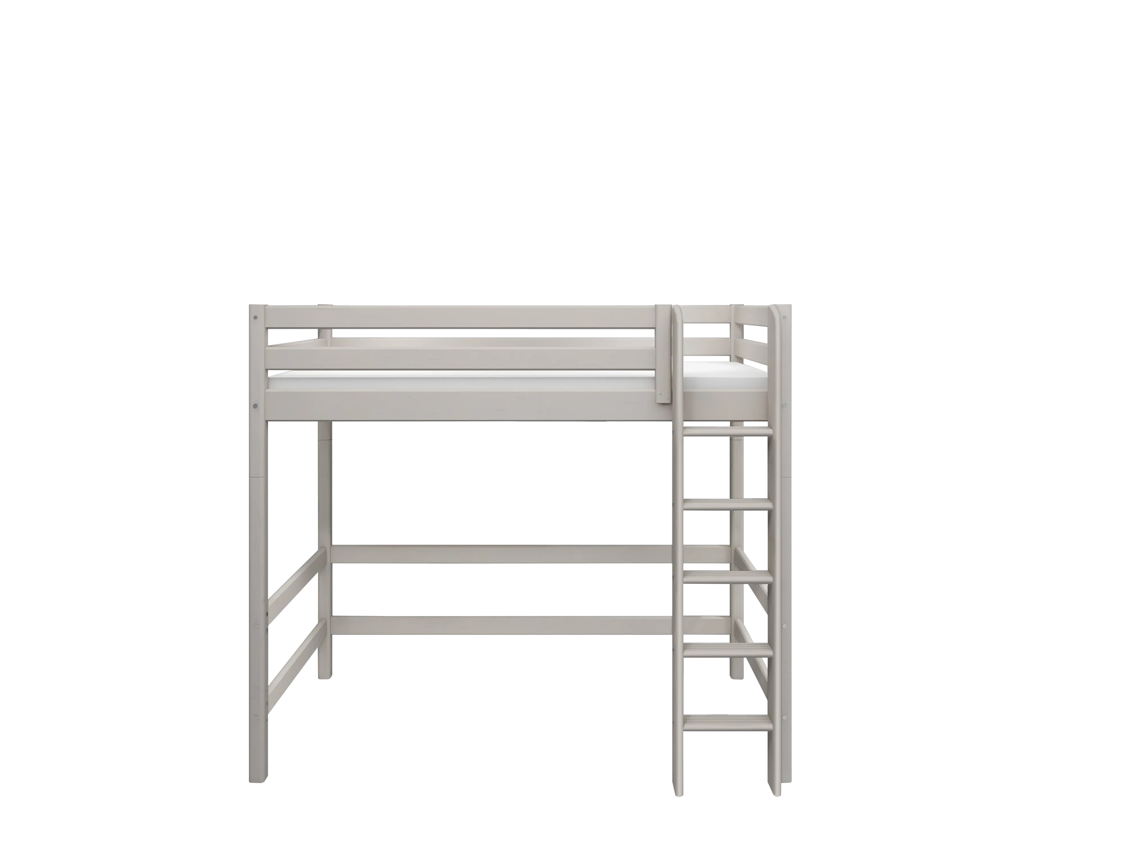 Lit mezzanine 184 cm avec barrière de sécurité et échelle, 90x200 cm, gris