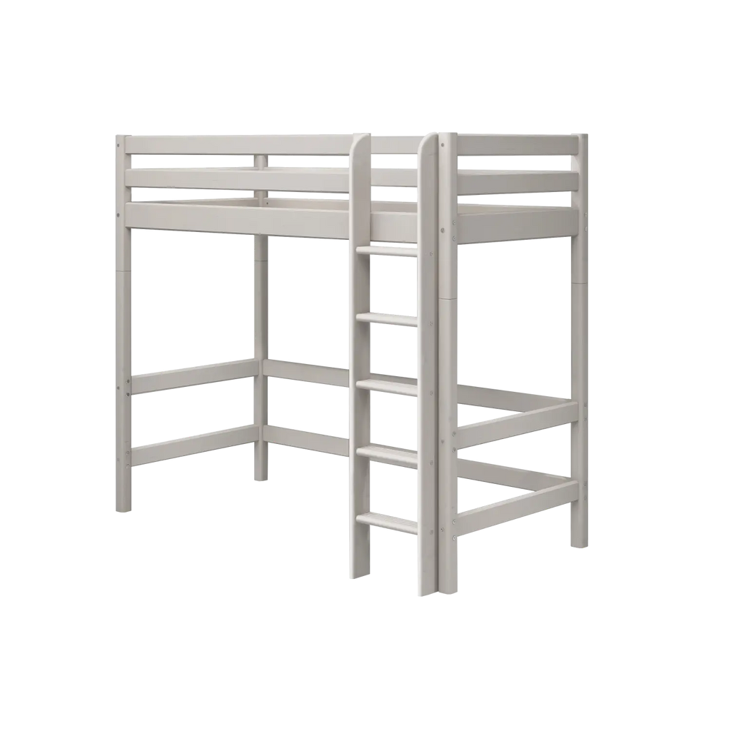 Lit mezzanine 184 cm avec barrière de sécurité et échelle, 90x200 cm, gris