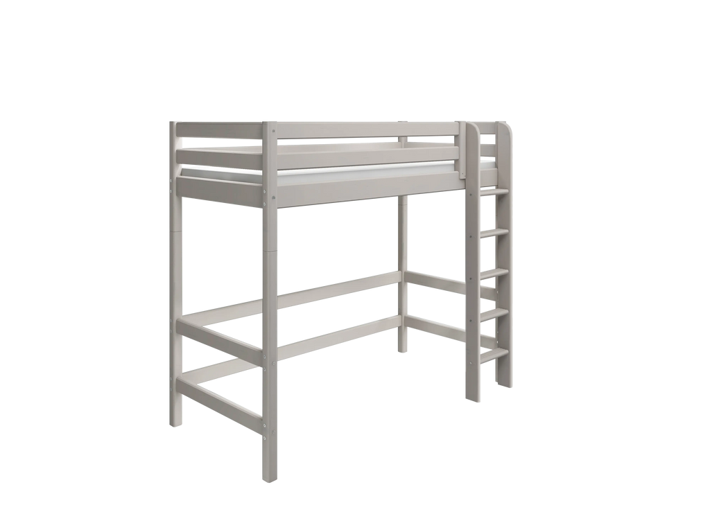 Lit mezzanine 184 cm avec barrière de sécurité et échelle, 90x200 cm, gris
