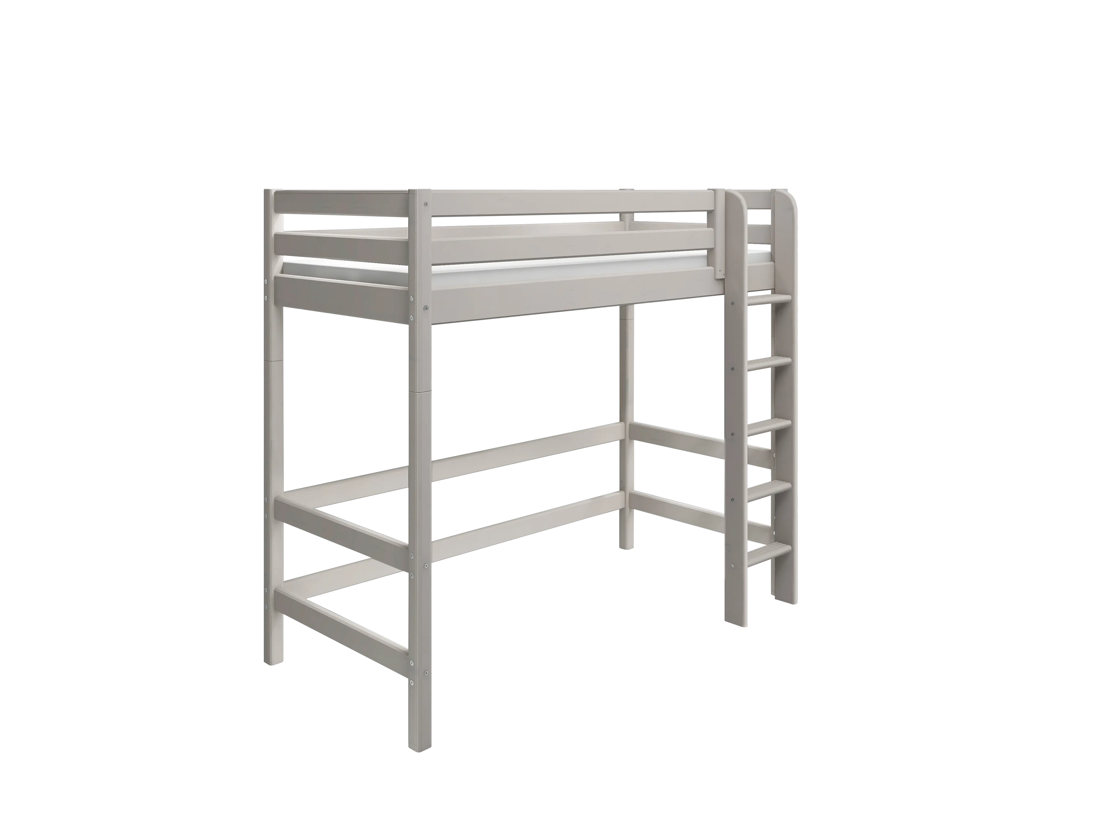 Lit mezzanine 184 cm avec barrière de sécurité et échelle, 90x200 cm, gris