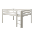 Lit mezzanine 120 cm avec barrière de sécurité et échelle, 140x200 cm, Blanc