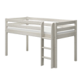 Lit haut 120 cm avec barrière de sécurité et échelle, 90x200 cm, Blanc