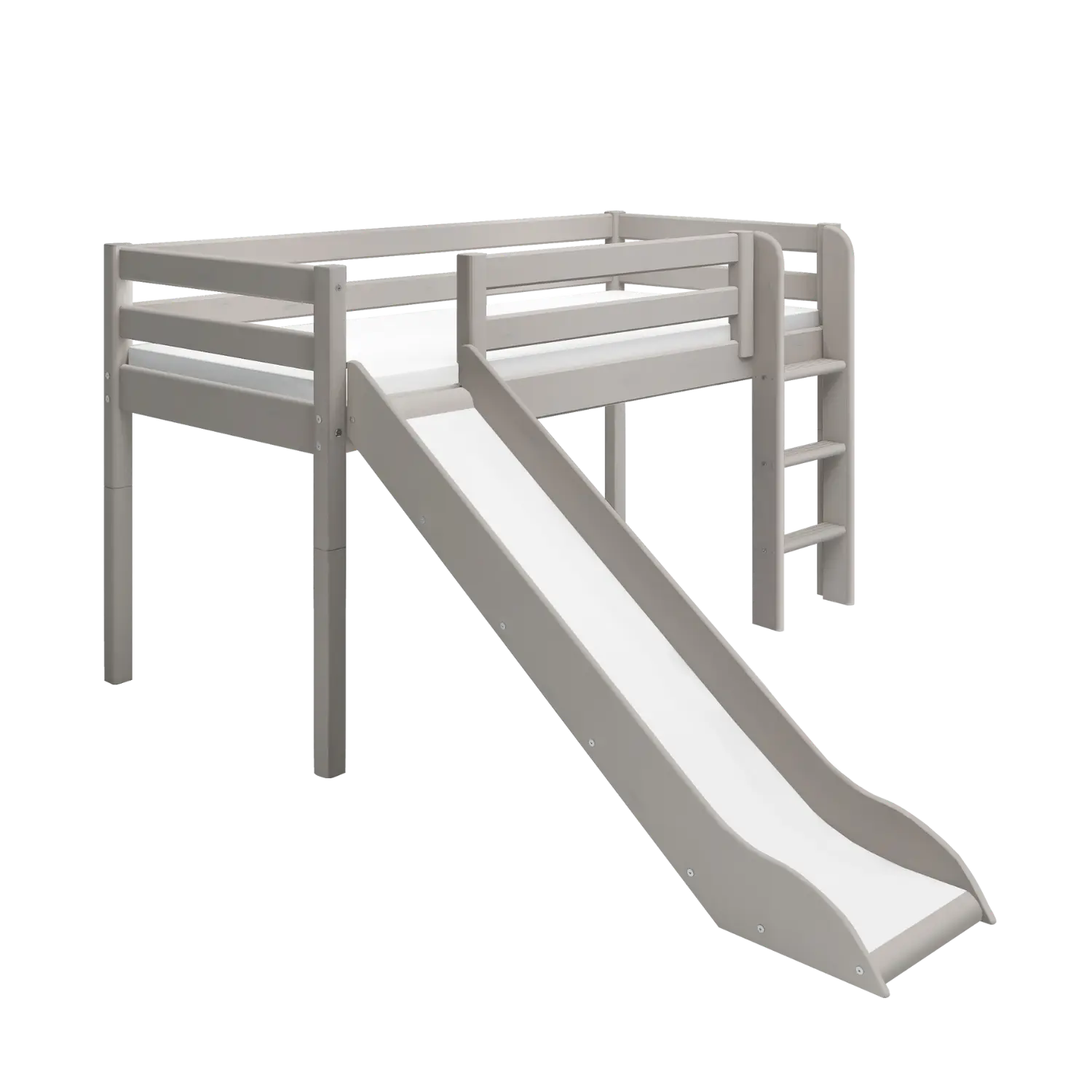 Lit superposé 120 cm avec toboggan et échelle, 90x200 cm, Gris