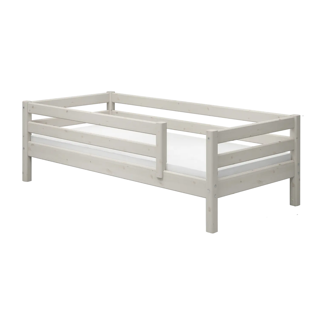 Lit simple avec barrière de sécurité, 90x200 cm, Blanc
