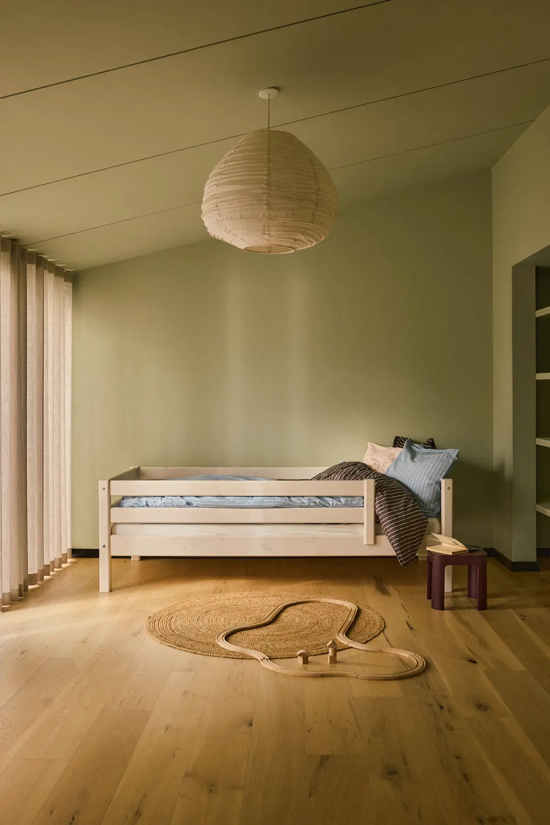 Lit simple avec barrière de sécurité, 90x200 cm, Blanc