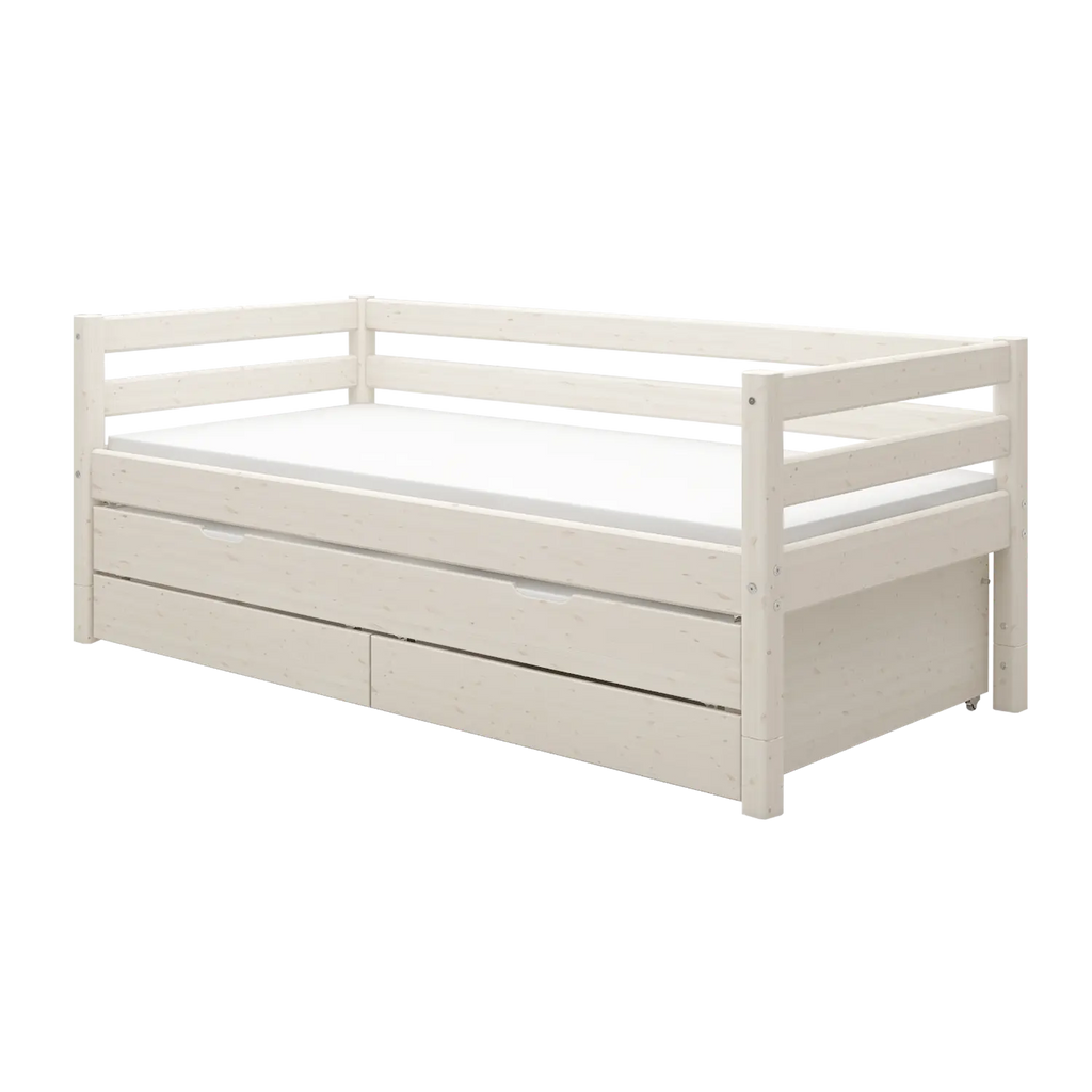 Lit simple avec lit gigogne, 90x200 cm, blanc