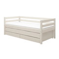 Lit simple avec lit gigogne, 90x200 cm, blanc
