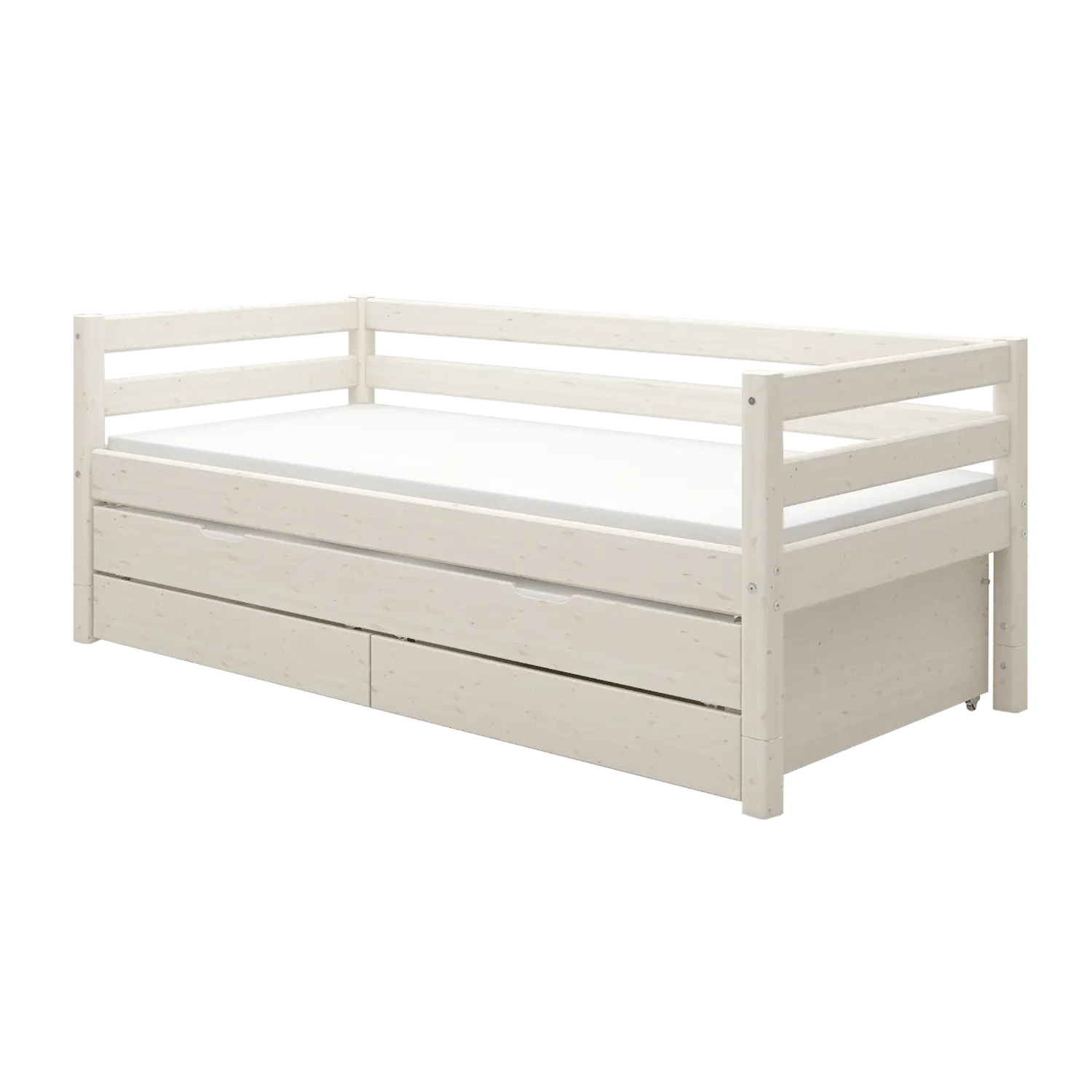 Lit simple avec lit gigogne, 90x200 cm, blanc