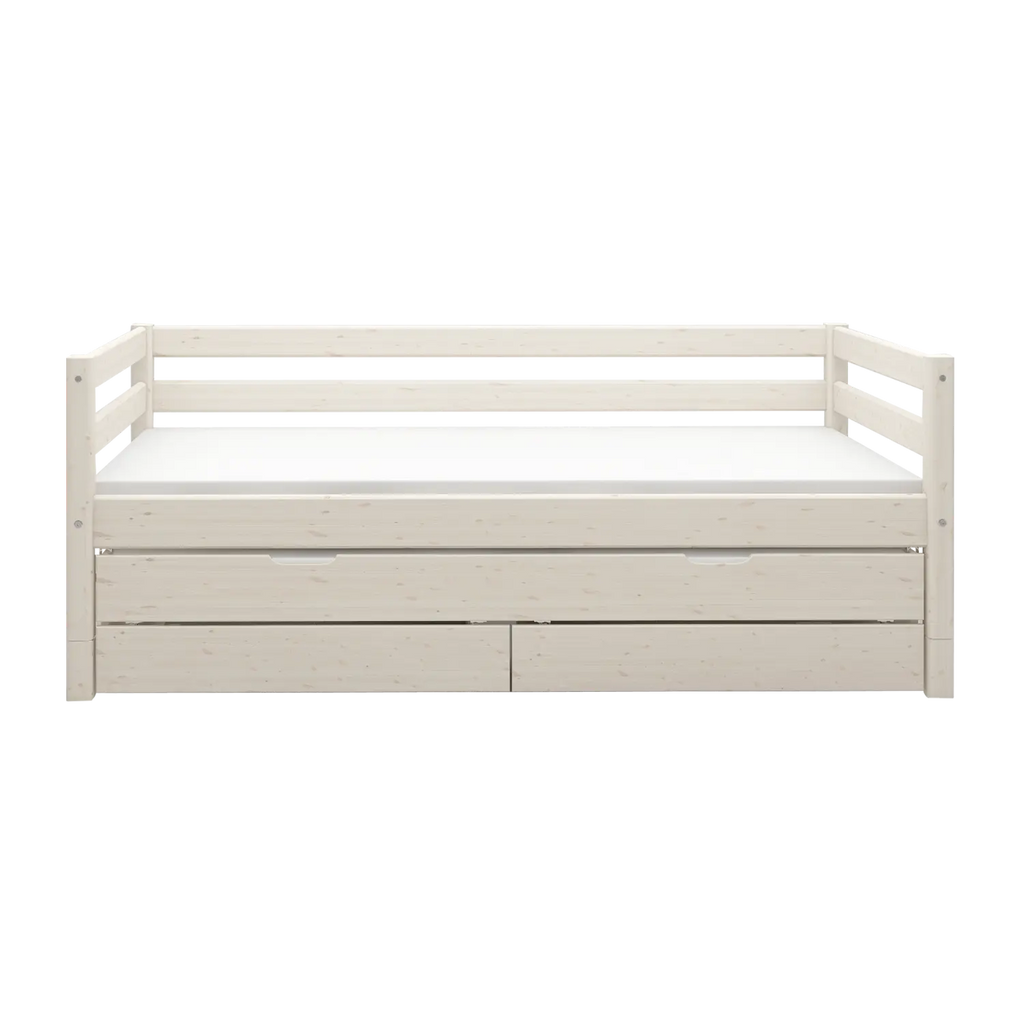 Lit simple avec lit gigogne, 90x200 cm, blanc