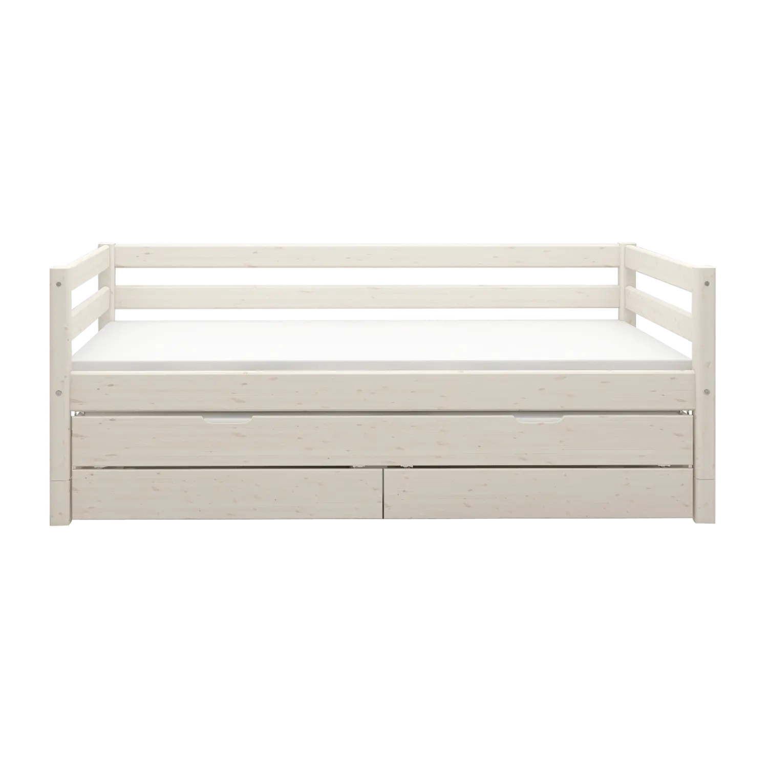 Lit simple avec lit gigogne, 90x200 cm, blanc