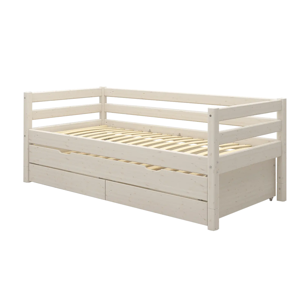 Lit simple avec lit gigogne, 90x200 cm, blanc