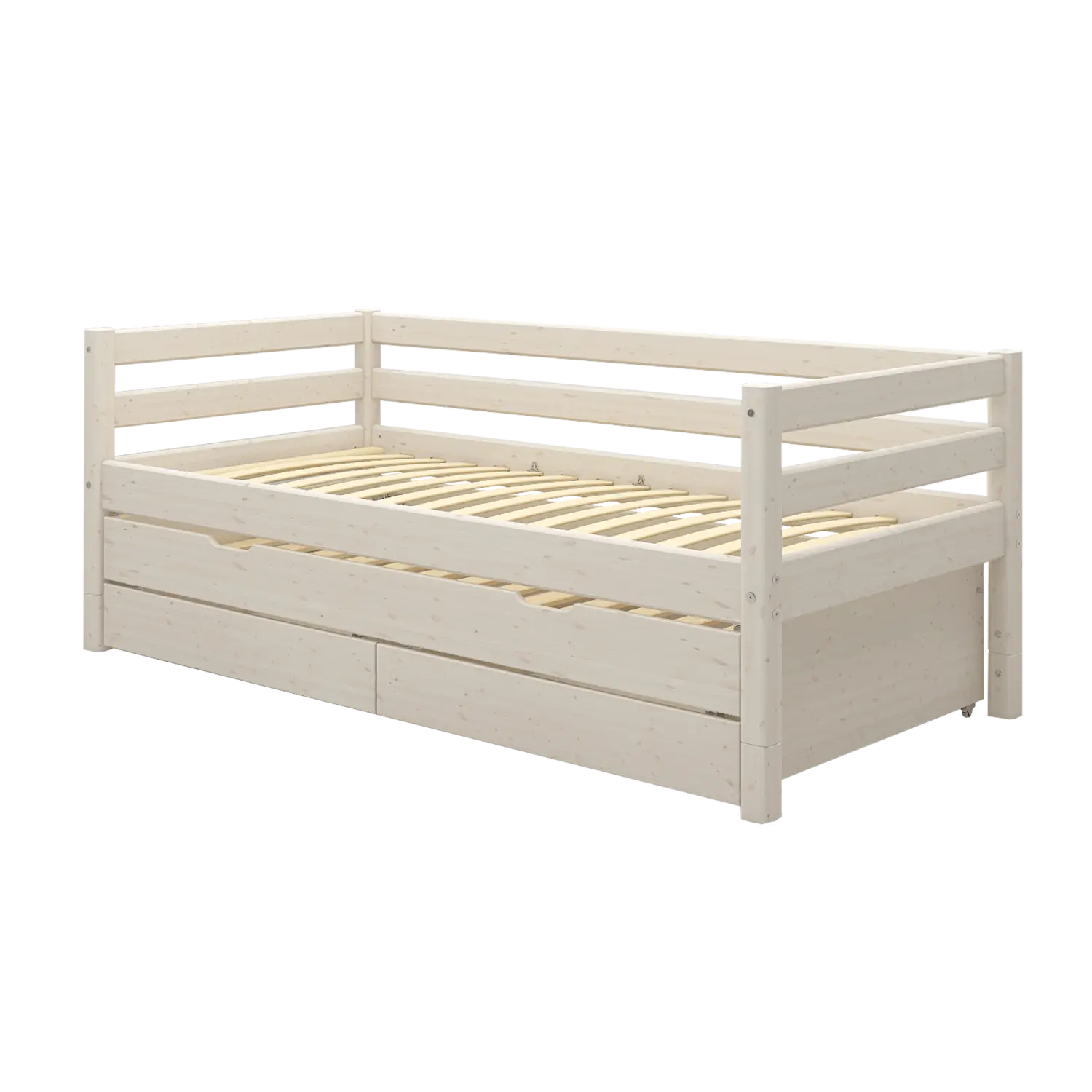 Lit simple avec lit gigogne, 90x200 cm, blanc