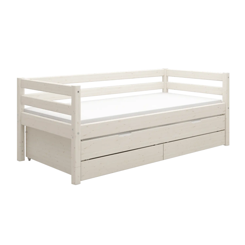 Lit simple avec lit gigogne, 90x200 cm, blanc
