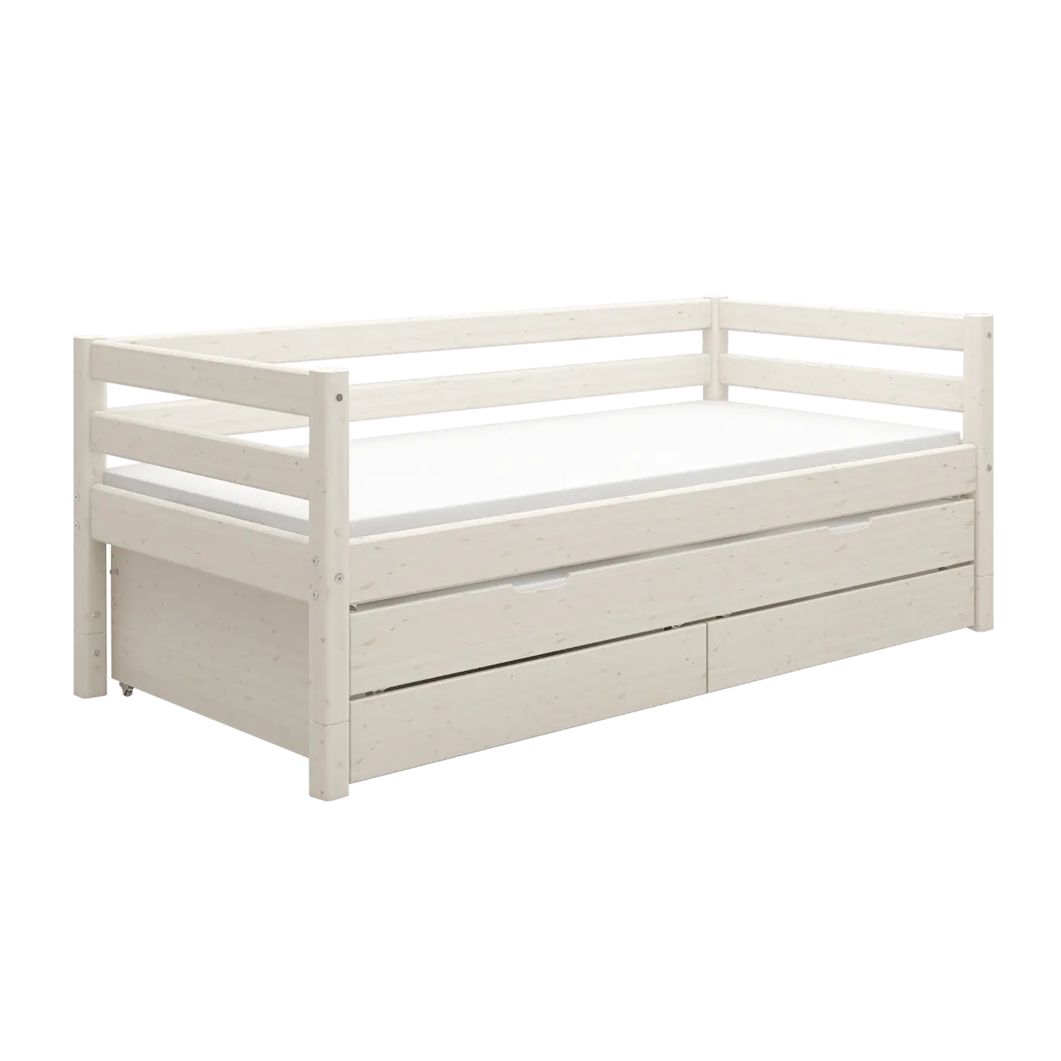 Lit simple avec lit gigogne, 90x200 cm, blanc