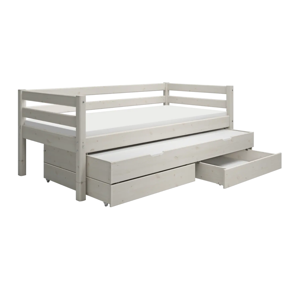 Lit simple avec lit gigogne, 90x200 cm, blanc