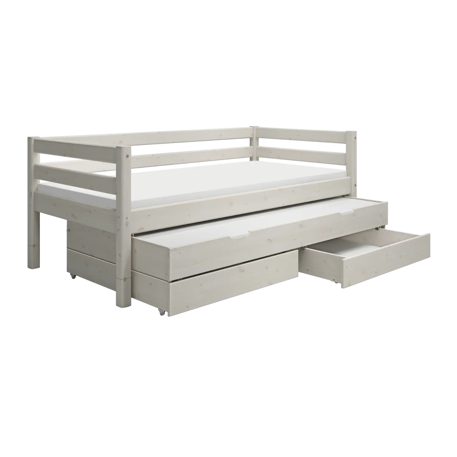 Lit simple avec lit gigogne, 90x200 cm, blanc