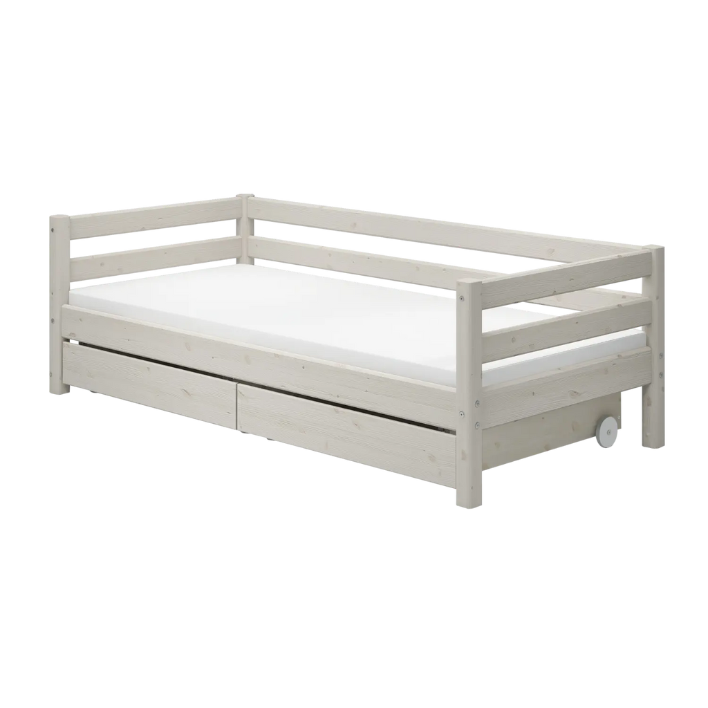 Lit simple avec rangement, 90x200 cm, Blanc