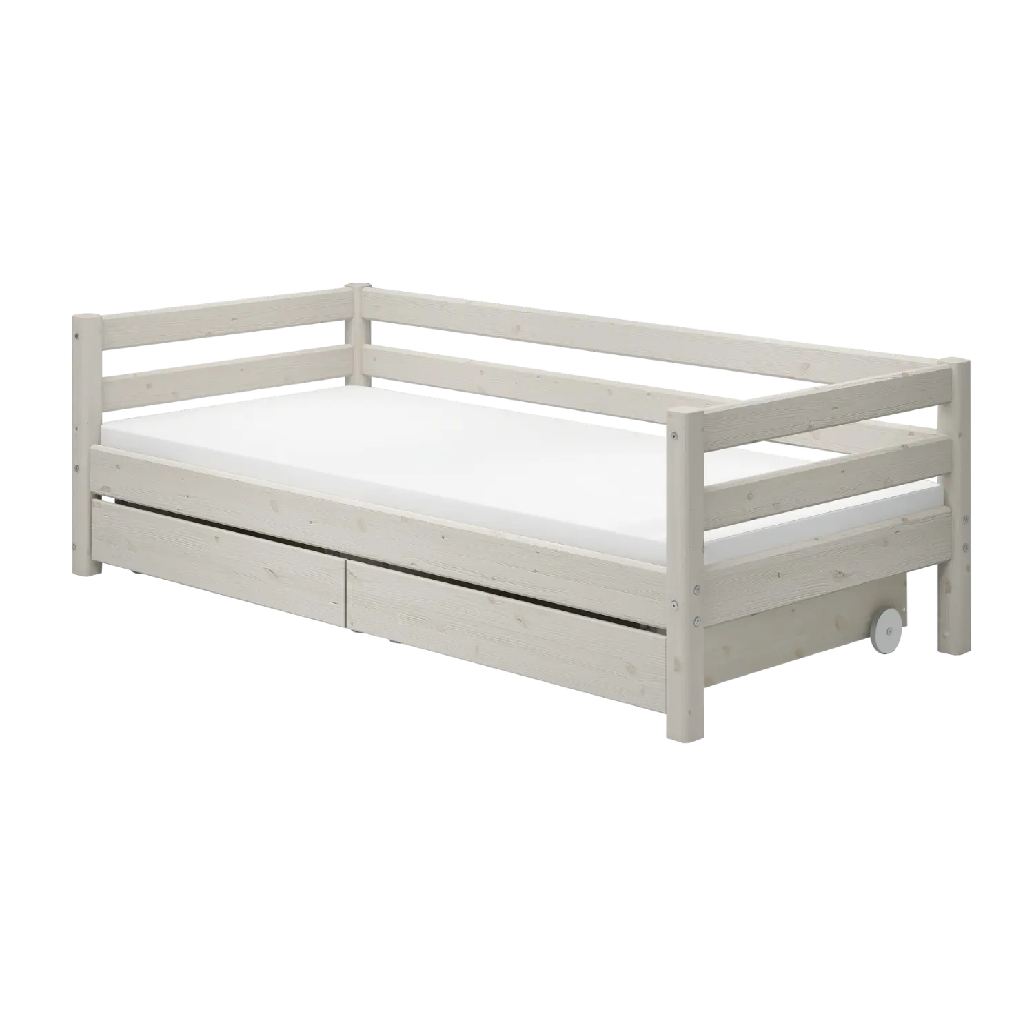 Lit simple avec rangement, 90x200 cm, Blanc