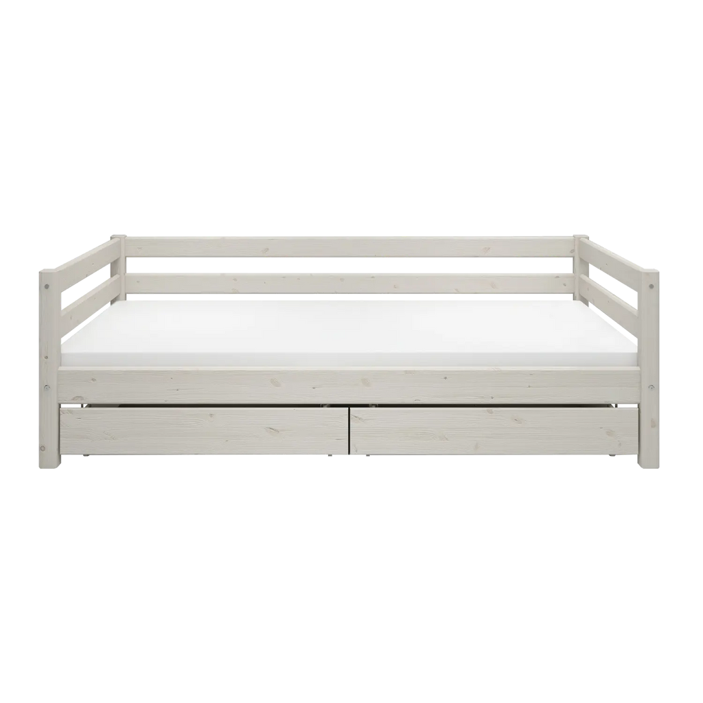 Lit simple avec rangement, 90x200 cm, Blanc