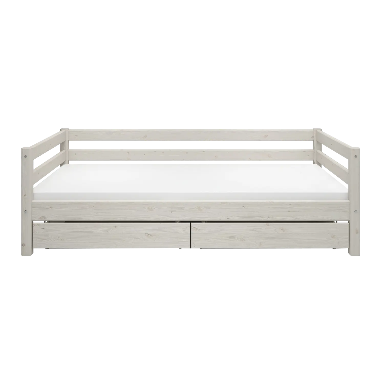Lit simple avec rangement, 90x200 cm, Blanc