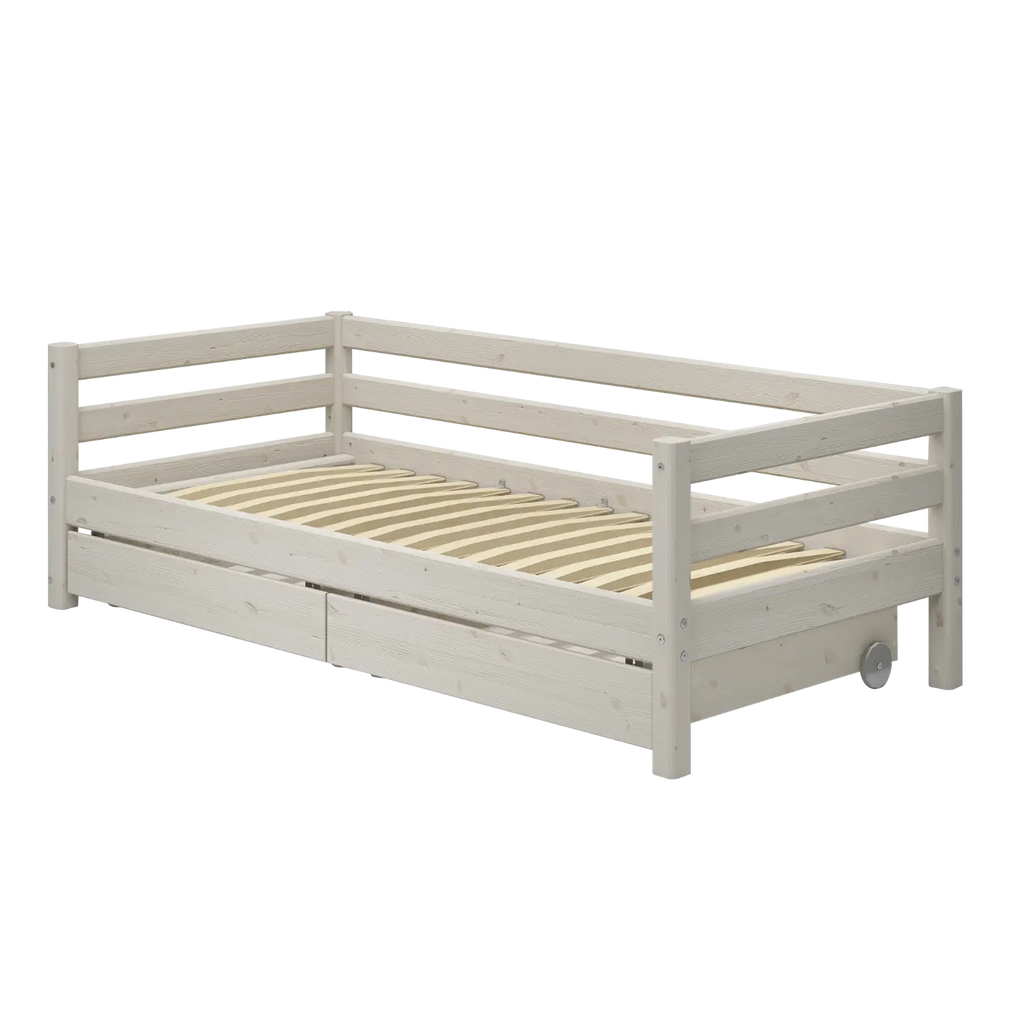 Lit simple avec rangement, 90x200 cm, Blanc