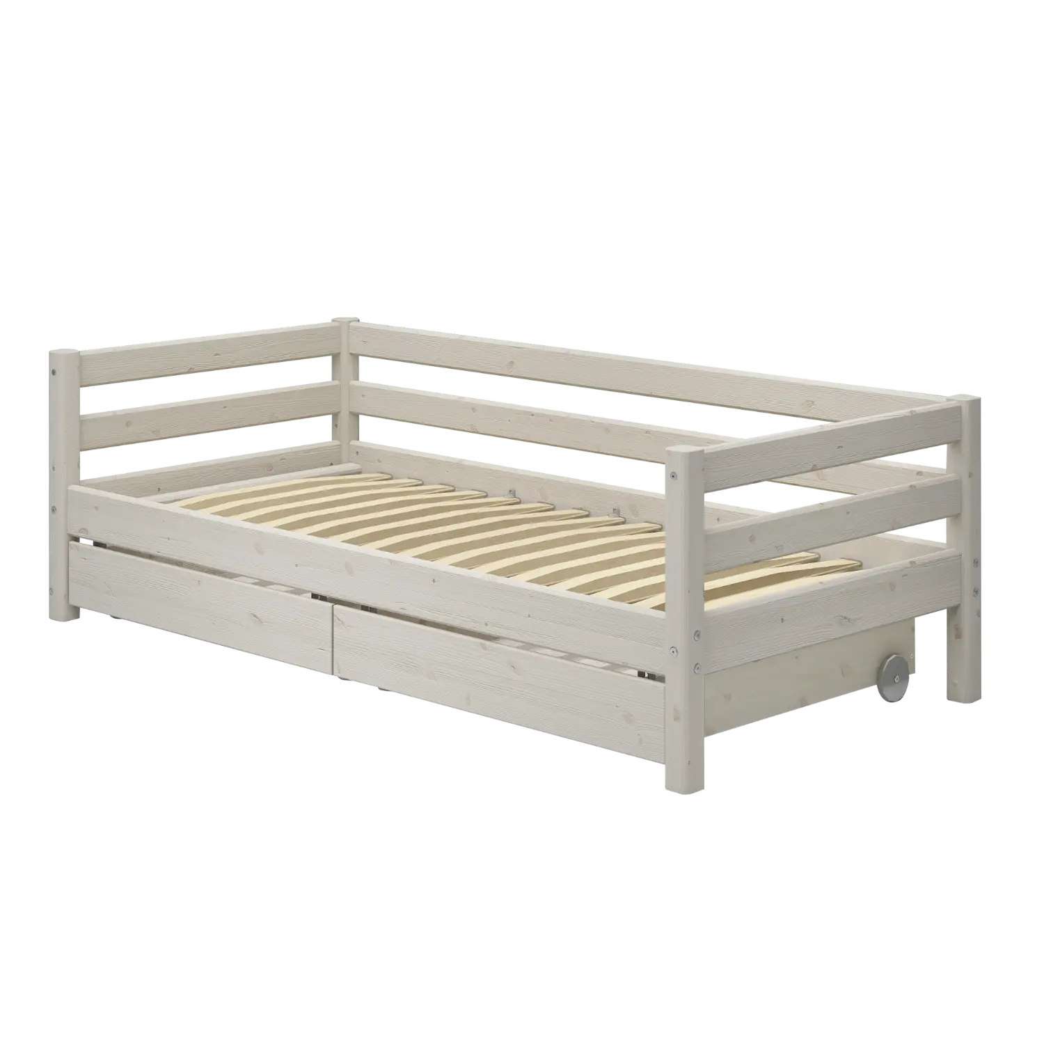 Lit simple avec rangement, 90x200 cm, Blanc