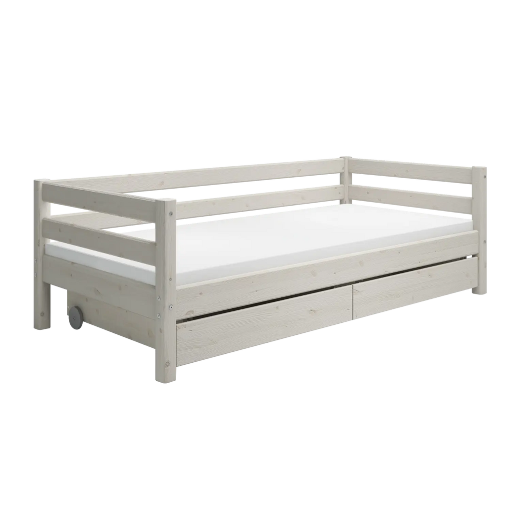 Lit simple avec rangement, 90x200 cm, Blanc