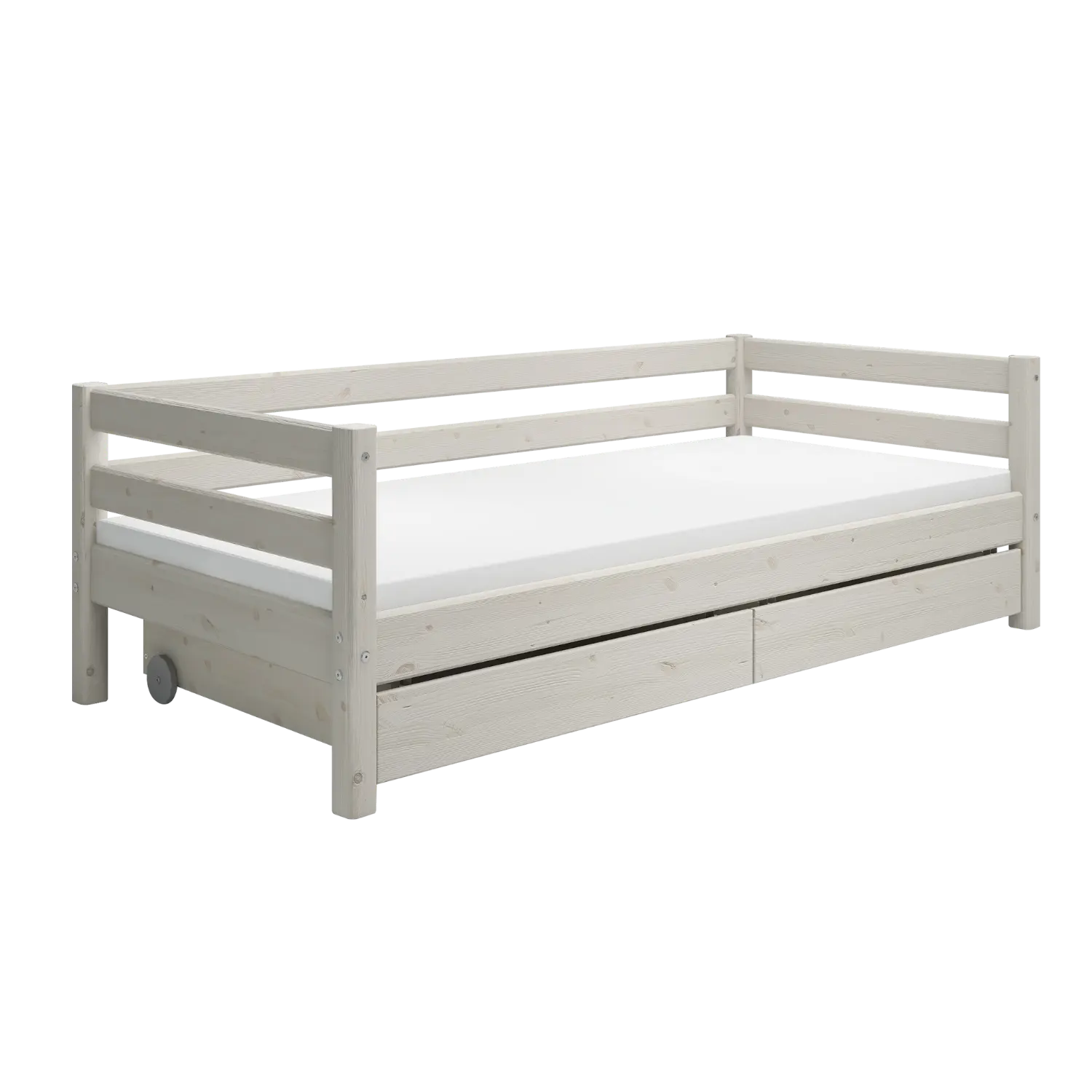 Lit simple avec rangement, 90x200 cm, Blanc
