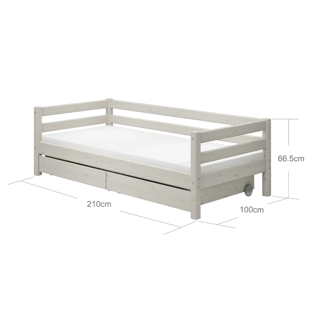 Lit simple avec rangement, 90x200 cm, Blanc
